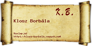 Klosz Borbála névjegykártya